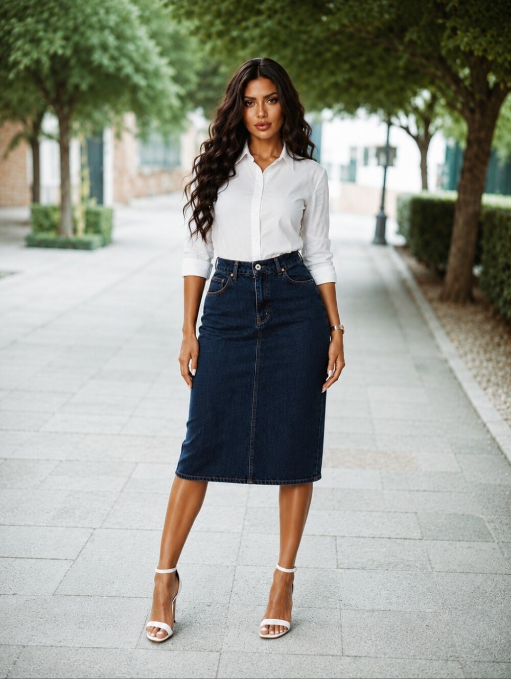 EDPA Jeans 100% Cotton Dark Wash Denim Pencil Skirt | 5 Pocket Made In Turkey